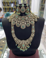 Victorian Polish with Moissanite Stones Bridal Combo set - Nakshatra Jewels