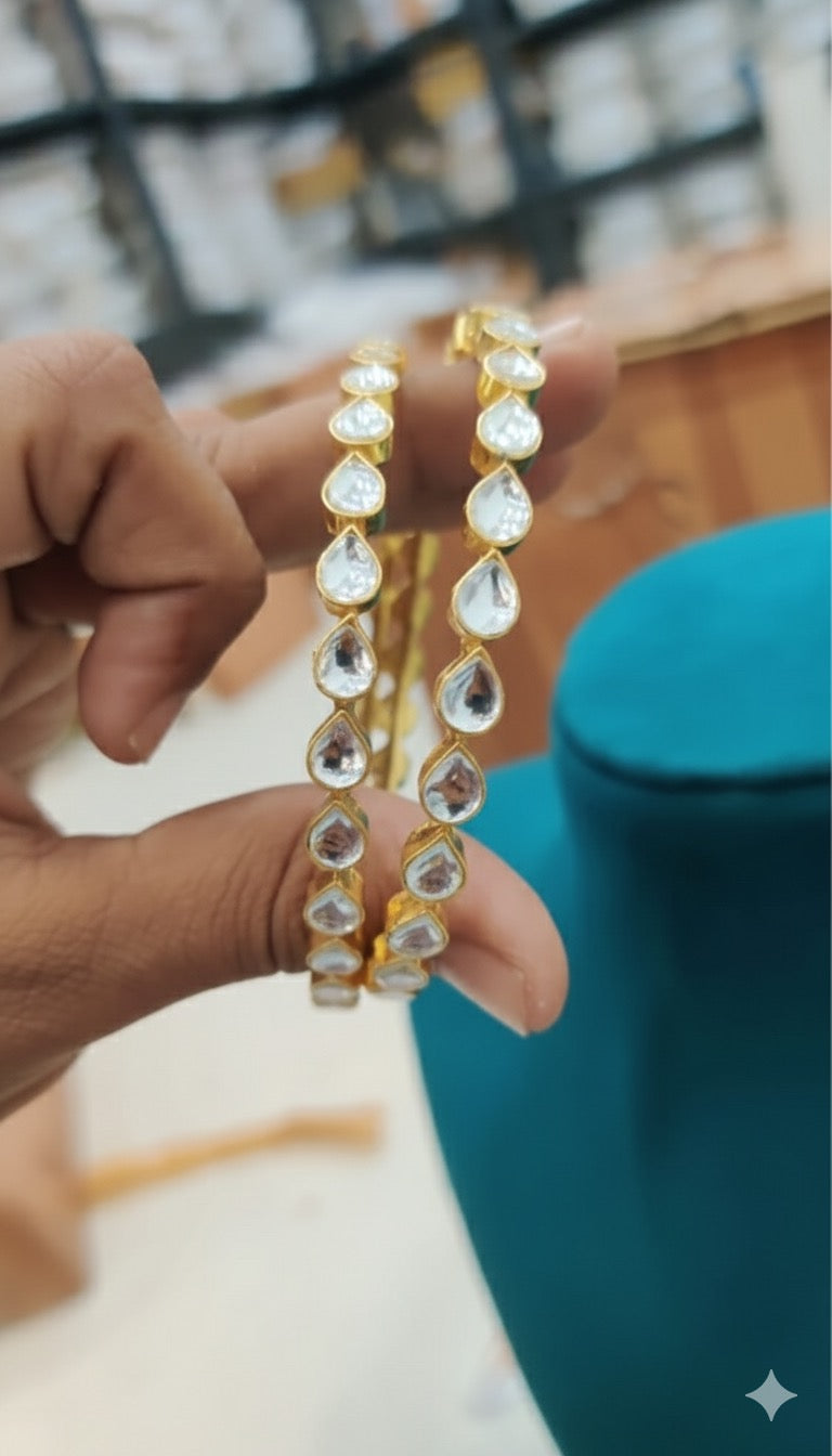 Kundan Mossianite Stone Bangles