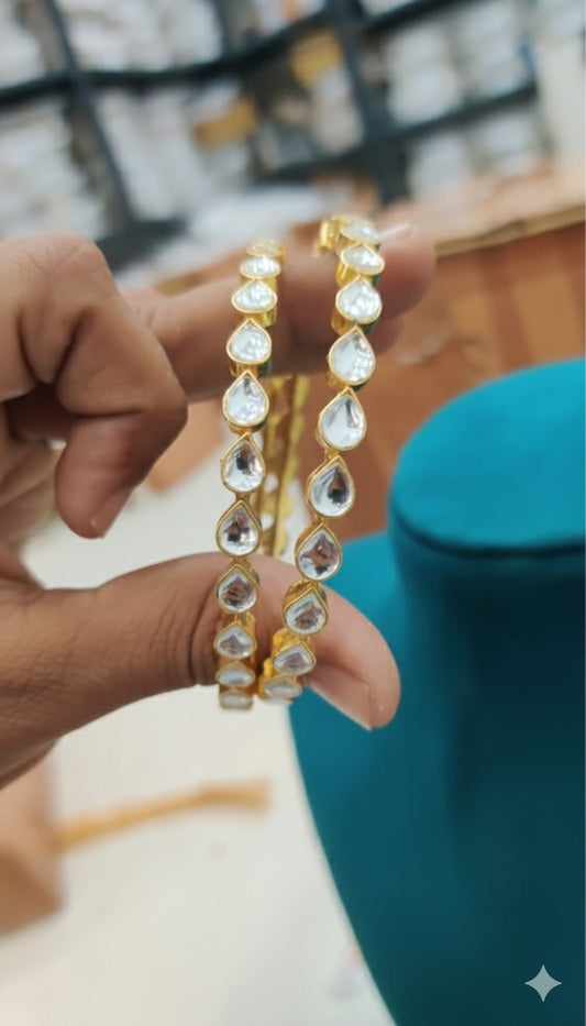 Kundan Mossianite Stone Bangles