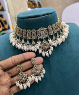 Victorian Polish with AD & Mossianite Stones Bridal Choker