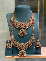 Victorian Polish with AD Stones Bridal Combo - Nakshatra Jewels