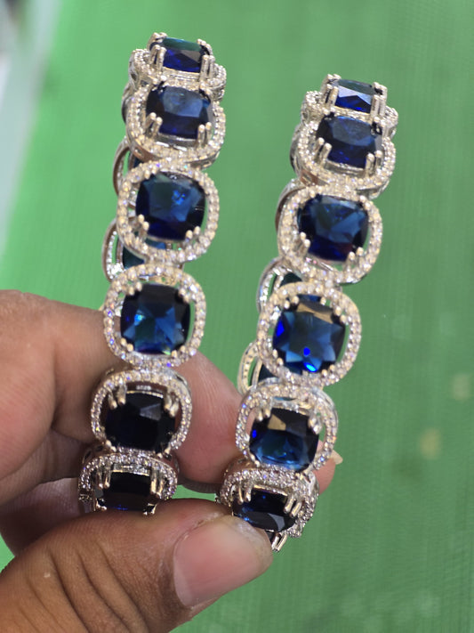 AD Stone Bangles (Silver polish)