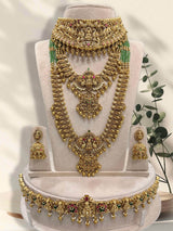 Nakshi Work with Jaadu Kundan Stones and Beads Bridal Combo Set - Nakshatra Jewels