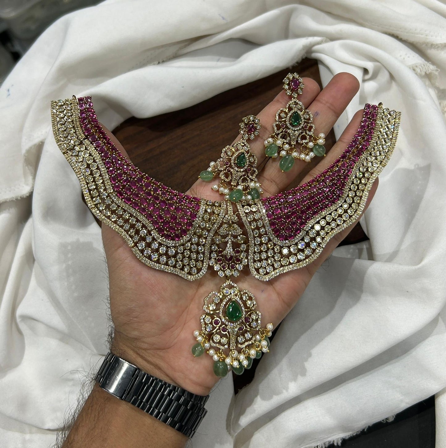 Victorian Polish AD Stones Bridal Designer Neck Set