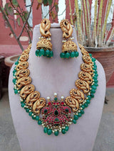 Nakshi Work with Jaadu Kundan Stones Bridal Necklace - Nakshatra Jewels
