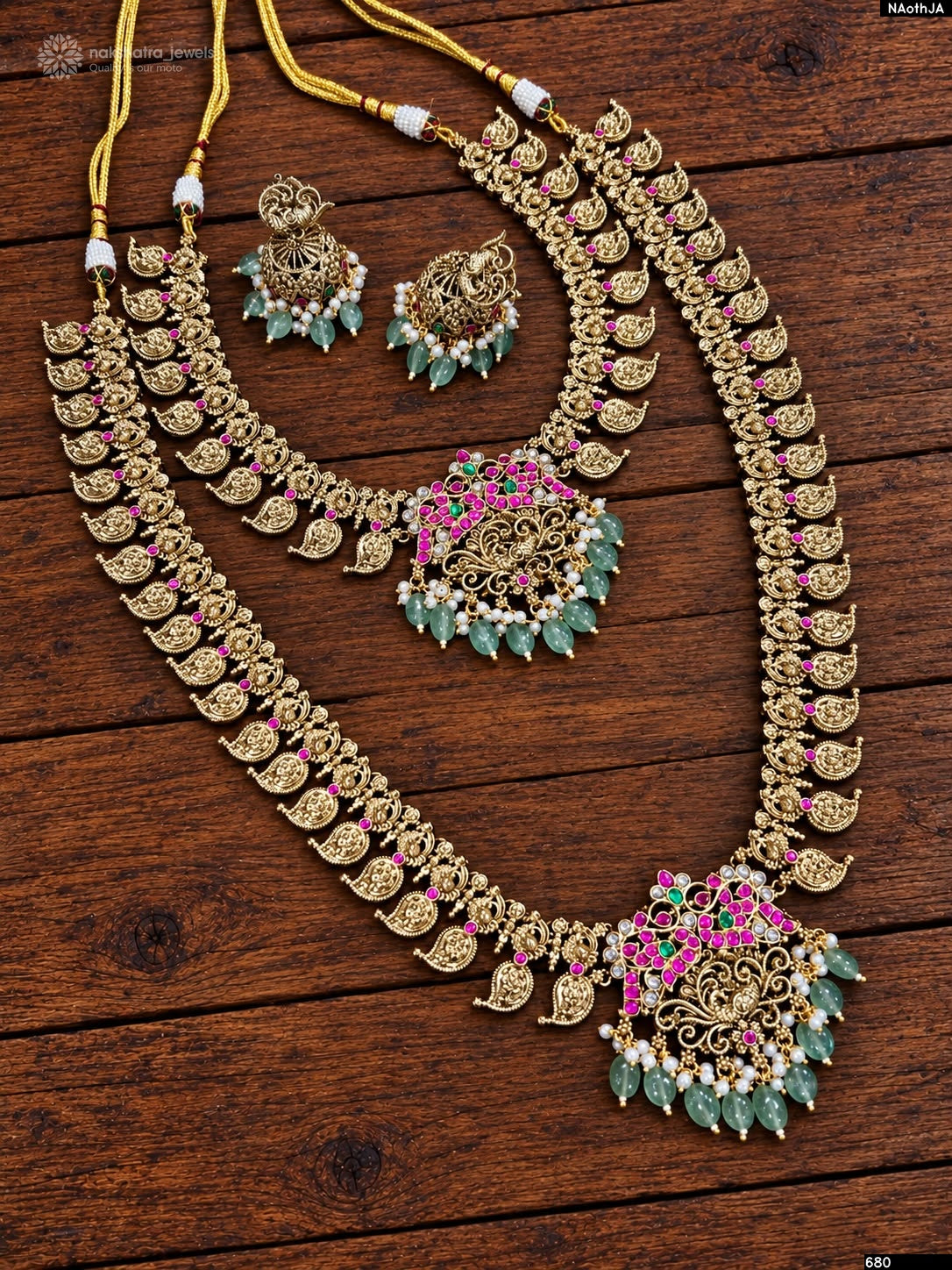 Nakshi Work with Kundan Stones Bridal Combo Set