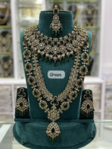 Victorian Polish with Moissanite Stones Bridal Combo set - Nakshatra Jewels