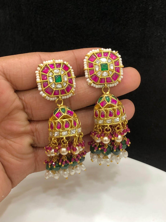 Jaadu Kundan Stones Bridal Earrings - Nakshatra Jewels