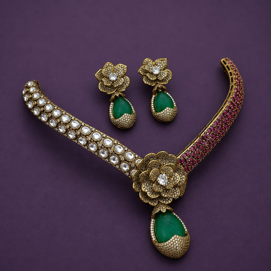 Victorian Polish with AD Stones Necklace