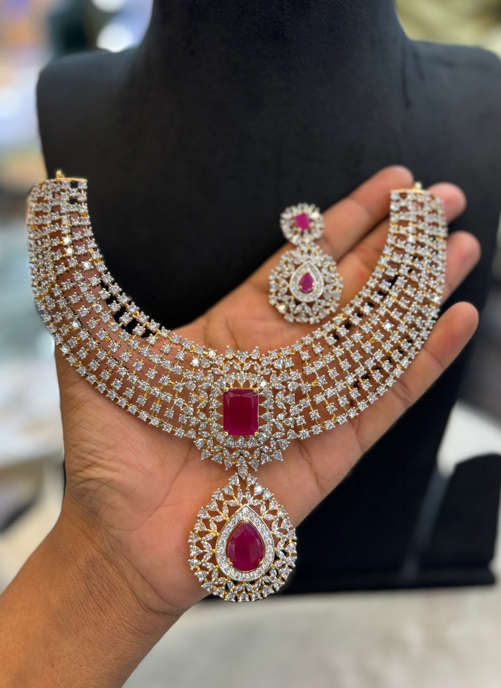 American Diamond Stones Bridal Necklace