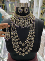 Victorian Polish with Moissanite Stones Bridal Combo set - Nakshatra Jewels