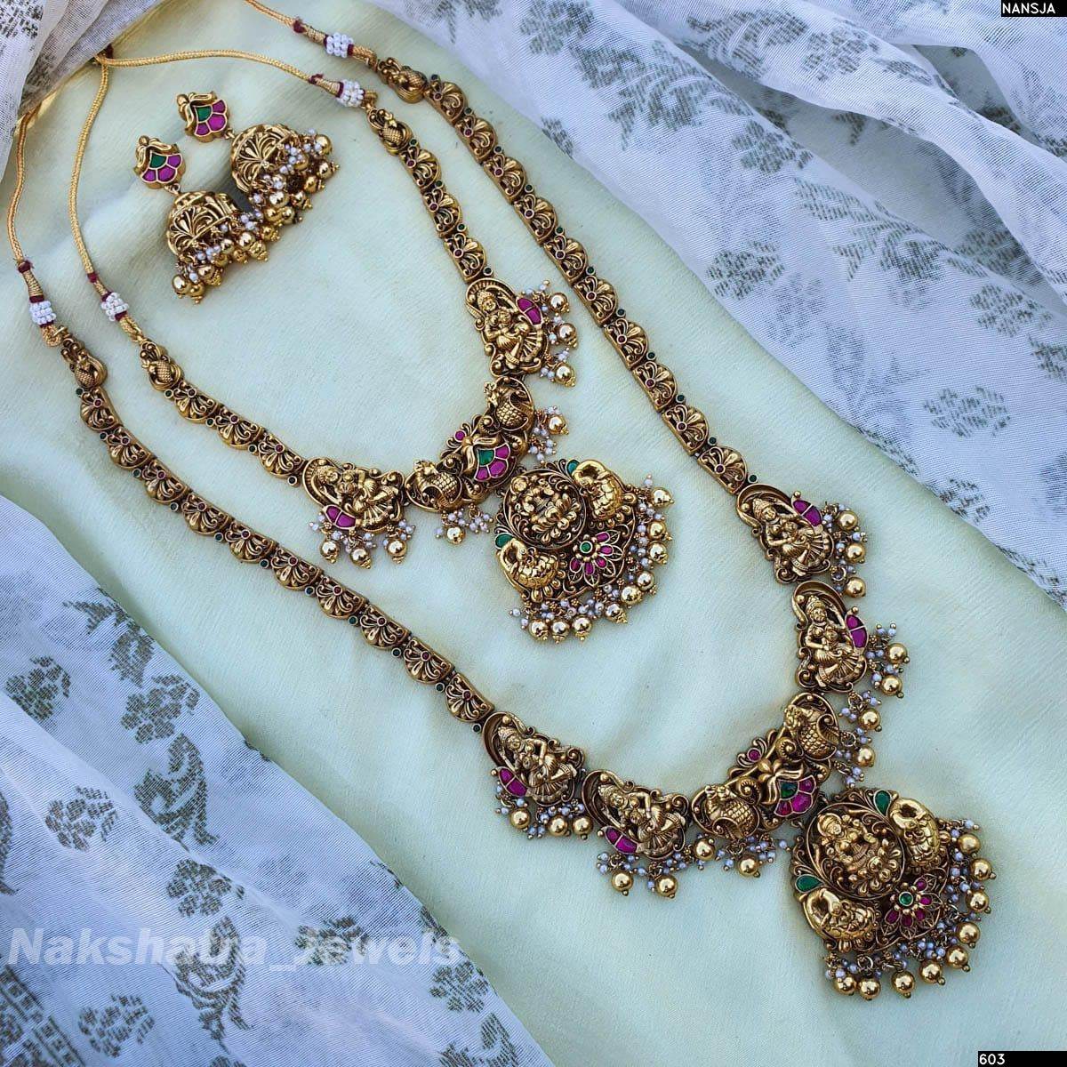 Nakshi work with Jadau Kundan Stones Bridal Combo Set