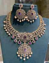 American Diamond Stones Bridal Necklace - Nakshatra Jewels
