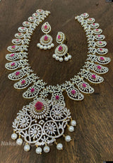 American Diamond Stones Bridal Haram - Nakshatra Jewels