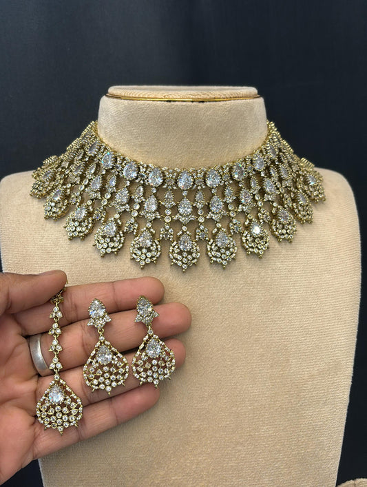 Victorian Polish AD Stones Bridal Choker
