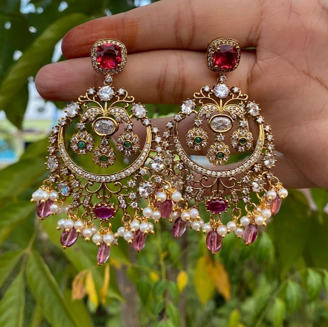 Victorian Polish AD Stone Earrings