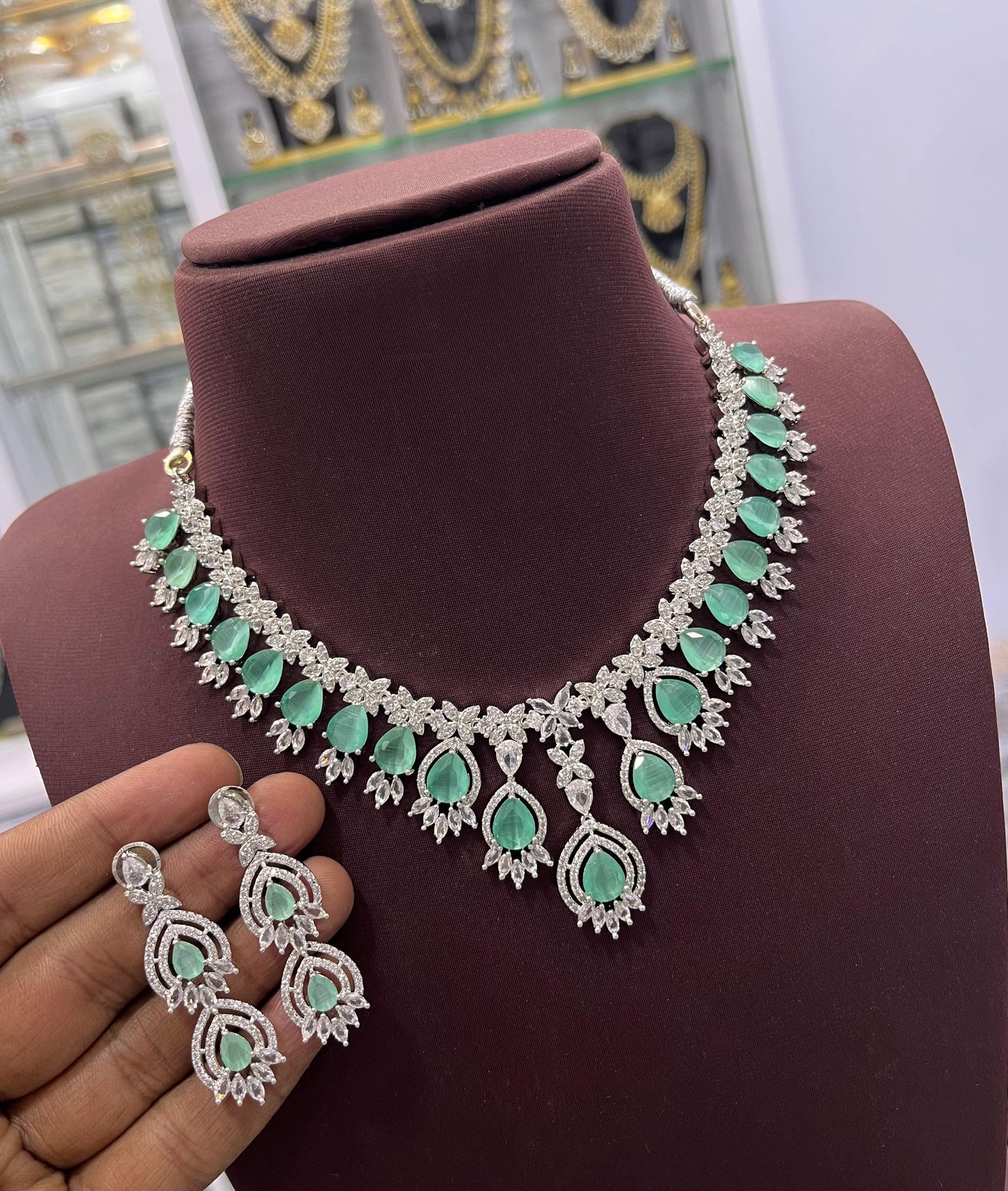 AD Stones Necklace (Silver Polish)