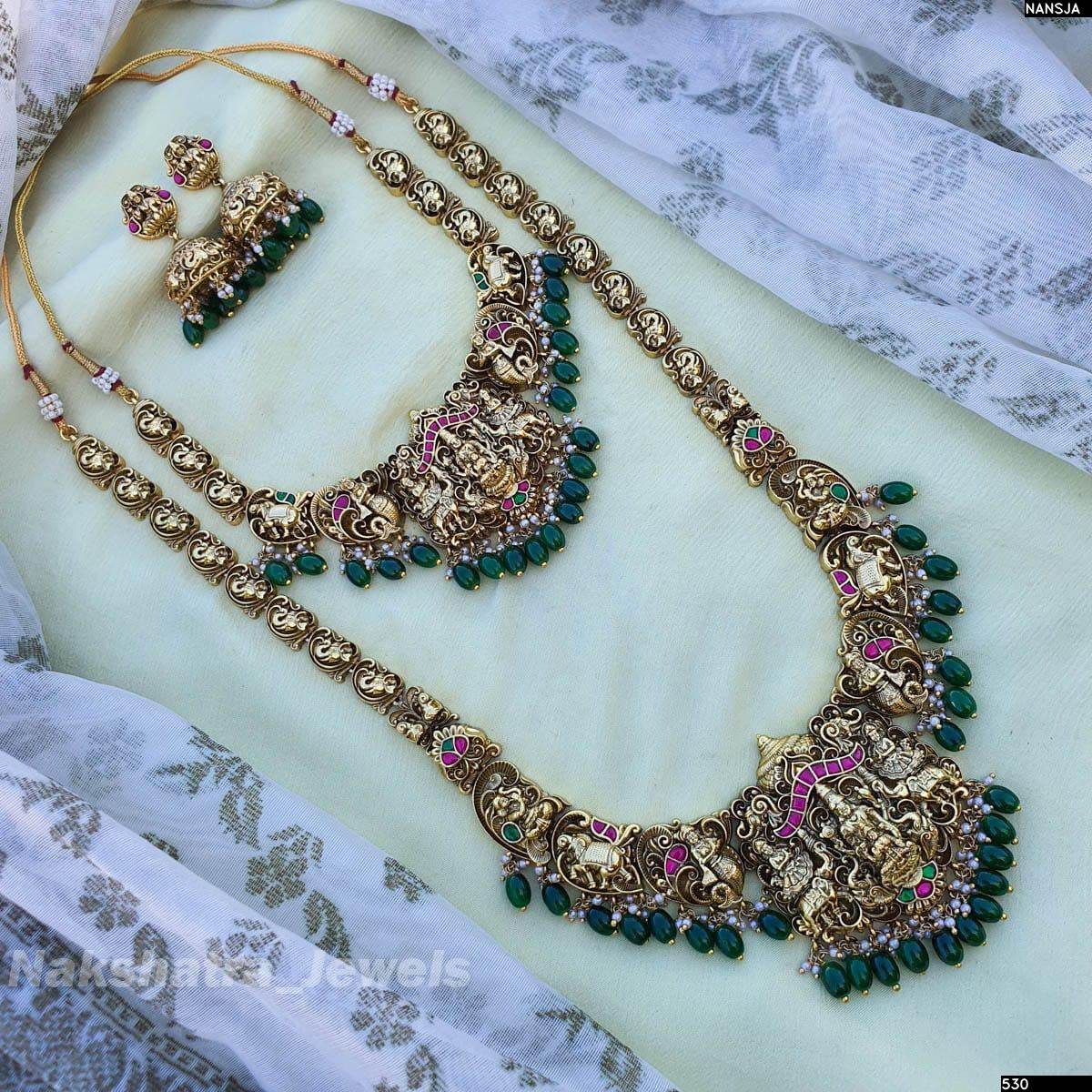 Nakshi work with Jadau Kundan Stones Bridal Combo Set