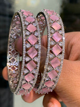 AD Stone Bangles (Silver polish) - Nakshatra Jewels
