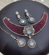 Victorian Polish AD and Mossianite Stones Bridal Choker
