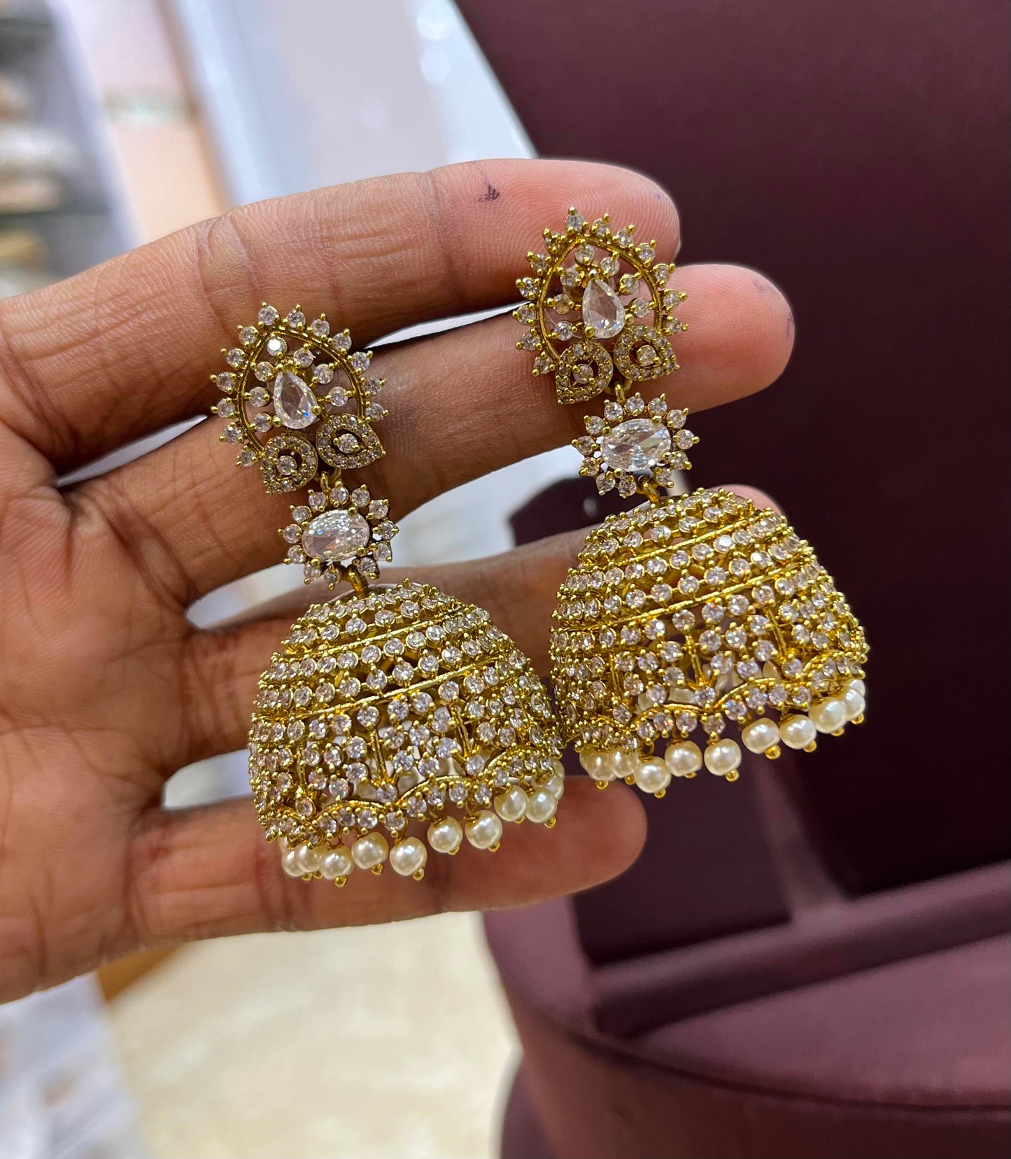 Victorian Polish AD Stone Earrings
