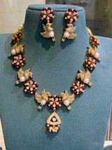 Victorian Polish AD Stones Designer Necklace - Nakshatra Jewels