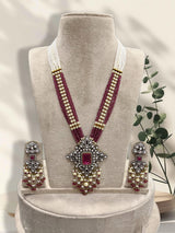 Victorian Polish with Mossianite Stones Pendent with Beads Mala