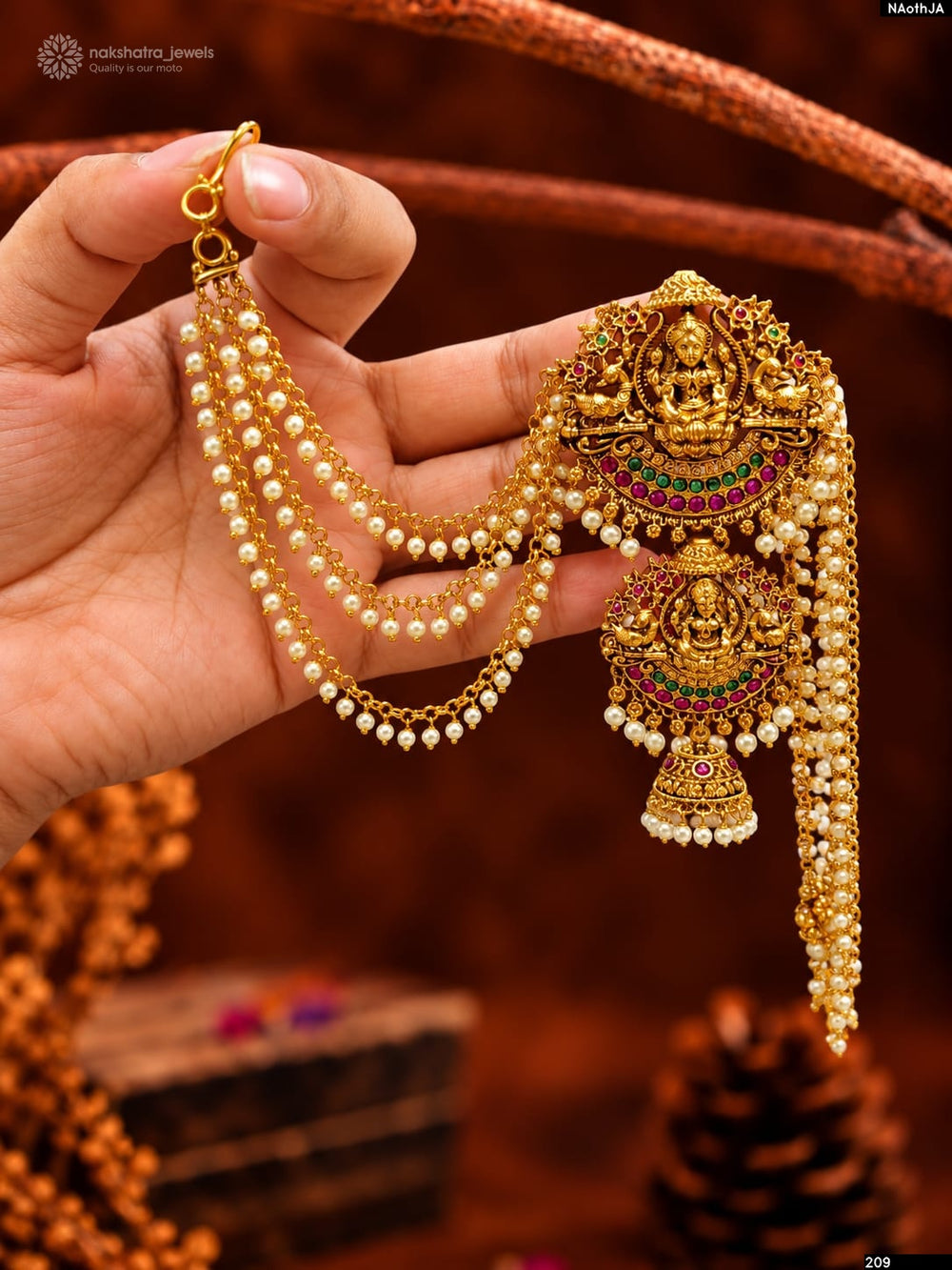 Nakshi Work with Kempu Stones Hair Accessories