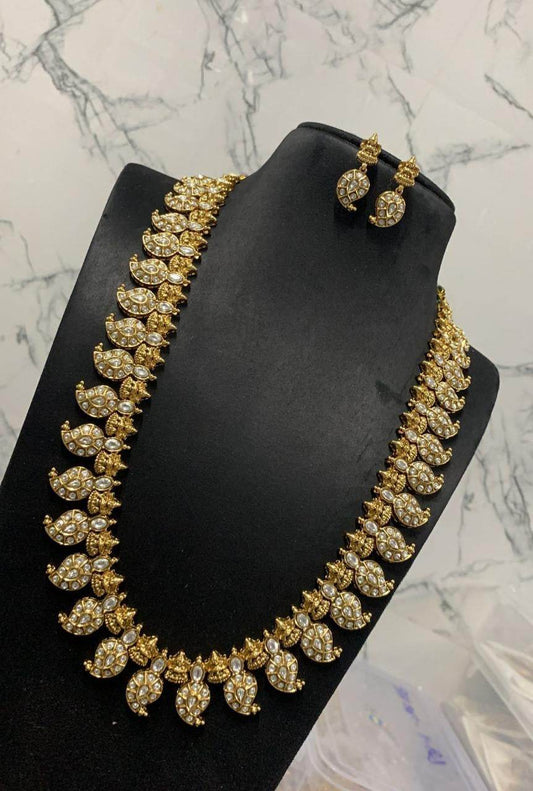 Nagasi Work with Kempu Stones Haram - Nakshatra Jewels