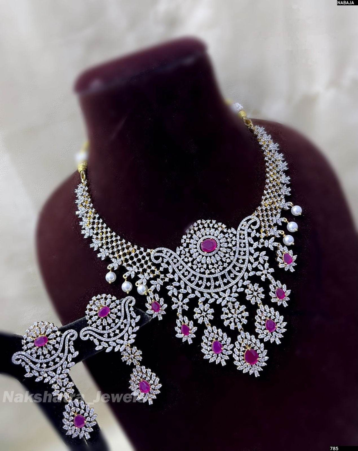 American Diamond Stones Bridal Necklace