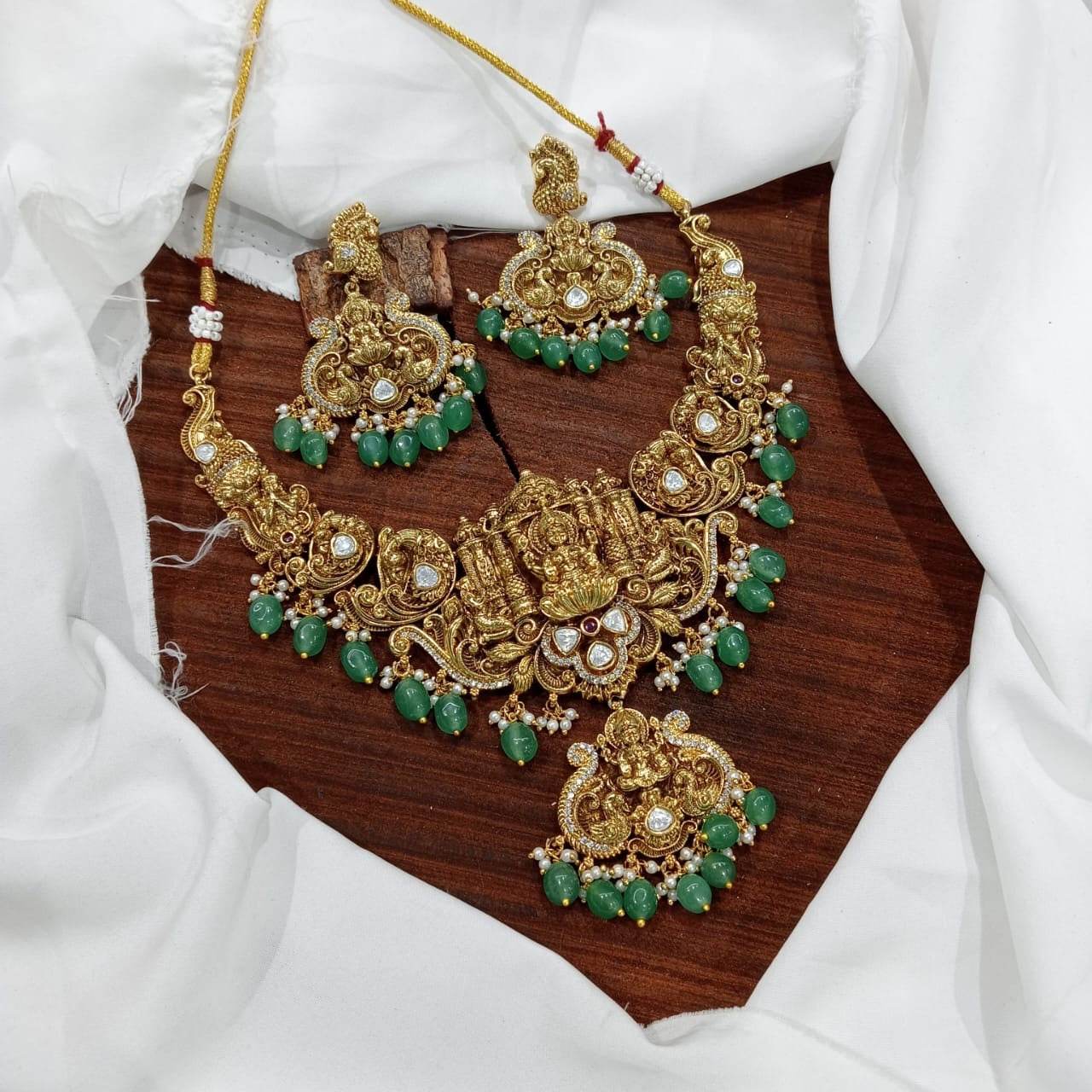 Nakshi Work with AD Stones Bridal Necklace - Nakshatra Jewels