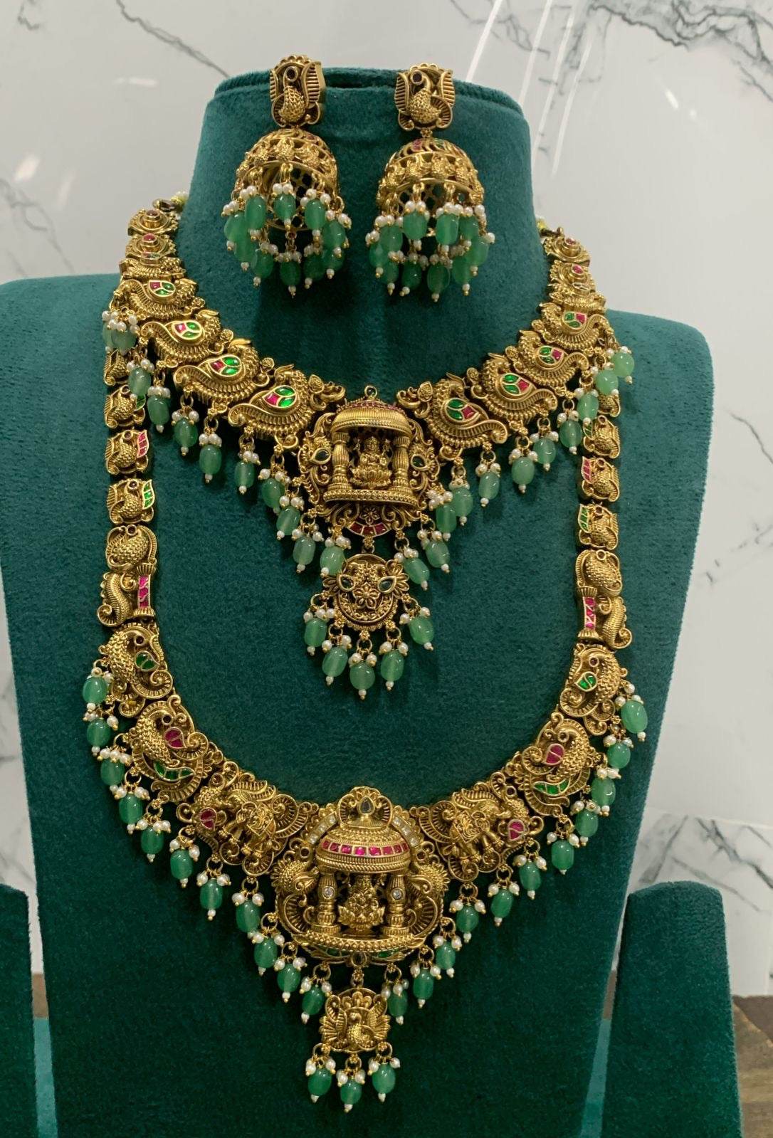 Nakshi Work with Jaadu Kundan Stones Bridal Combo Set