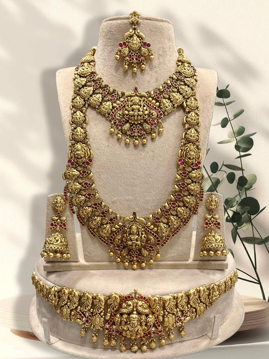 Nakshi Work with Kundan Stones Bridal Combo Set
