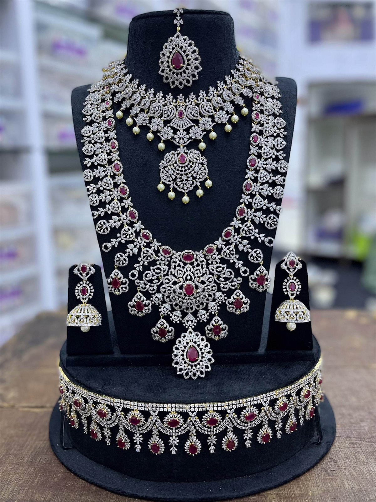 American Diamond Stones Bridal Combo Set