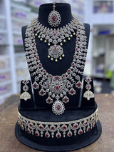 American Diamond Stones Bridal Combo Set - Nakshatra Jewels