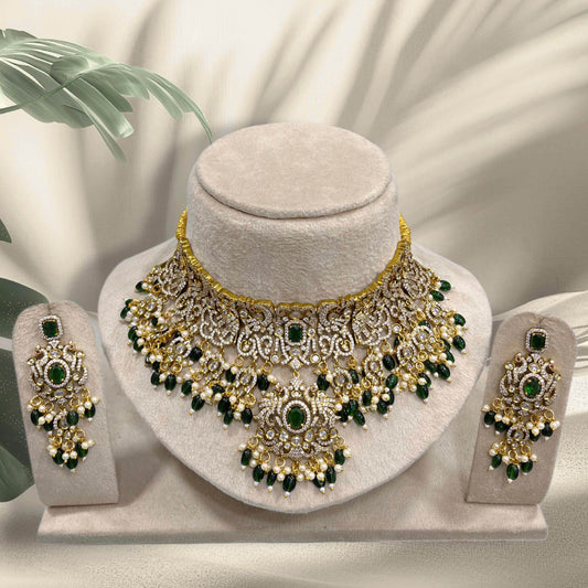 Victorian Polish with AD Stones Bridal Choker - Nakshatra Jewels
