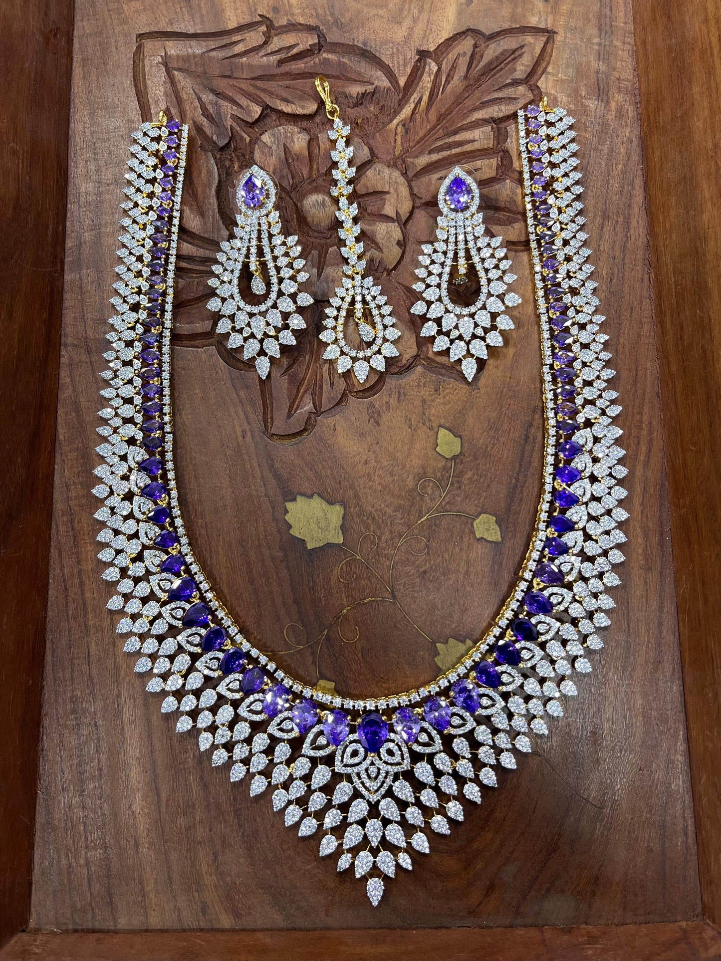 American Diamond Stones Bridal Haram - Nakshatra Jewels