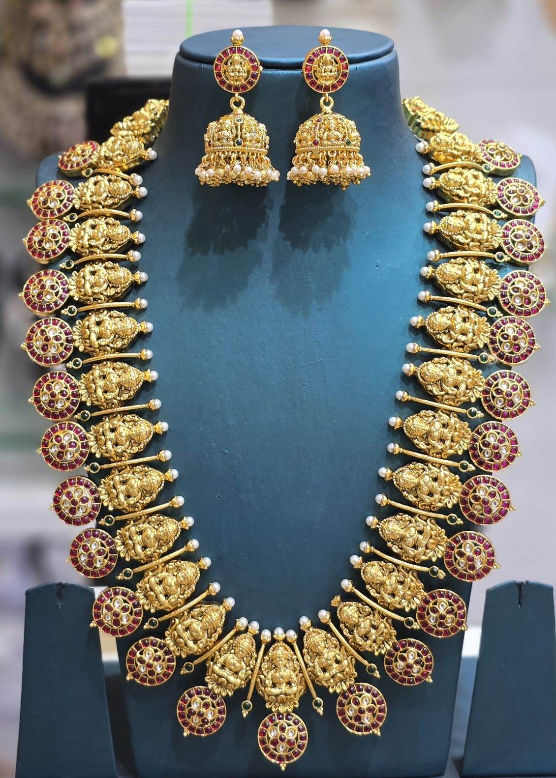 Nagasi Work with Kempu Stones Bridal Haram