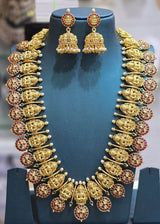 Nagasi Work with Kempu Stones Bridal Haram - Nakshatra Jewels
