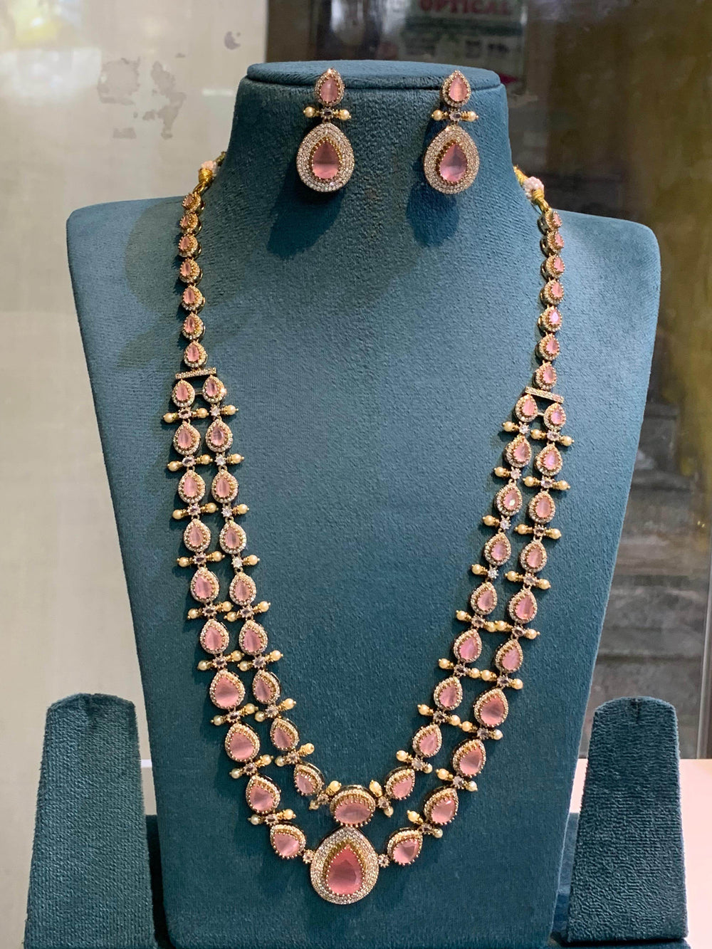 Victorian Polish with AD Stones Haram - Nakshatra Jewels