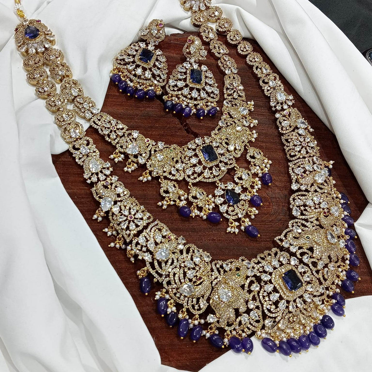 Victorian Polish with AD & Mossanite Stones Bridal Haram
