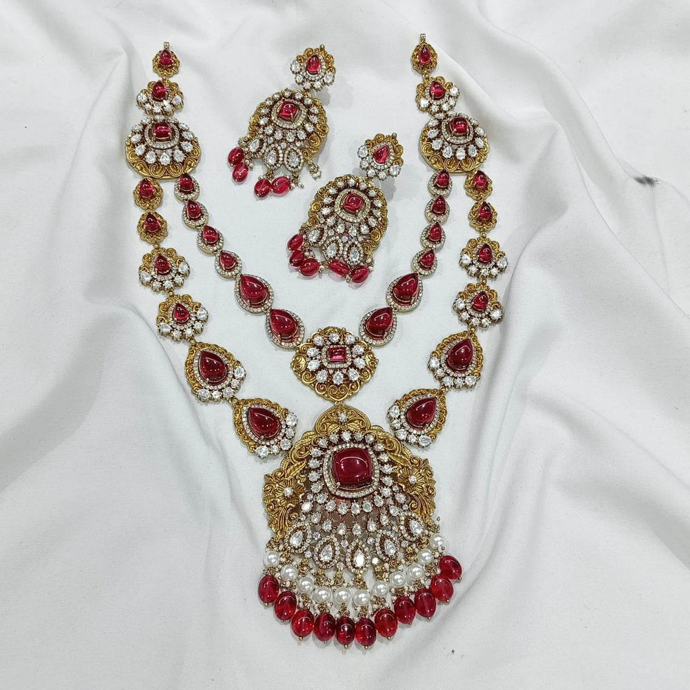 Victorian Polish AD & Moissanite Stones Bridal Haram - Nakshatra Jewels