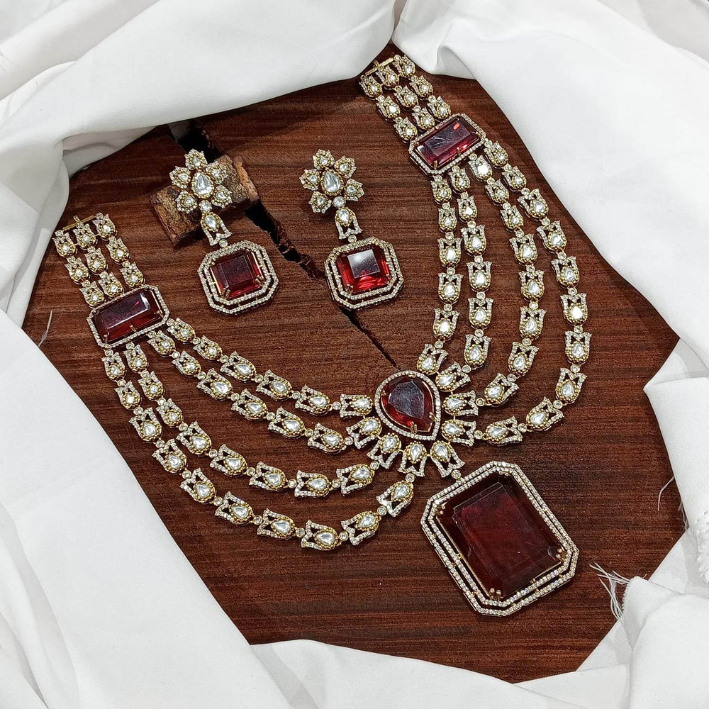 Victorian Polish with AD Stones Necklace - Nakshatra Jewels