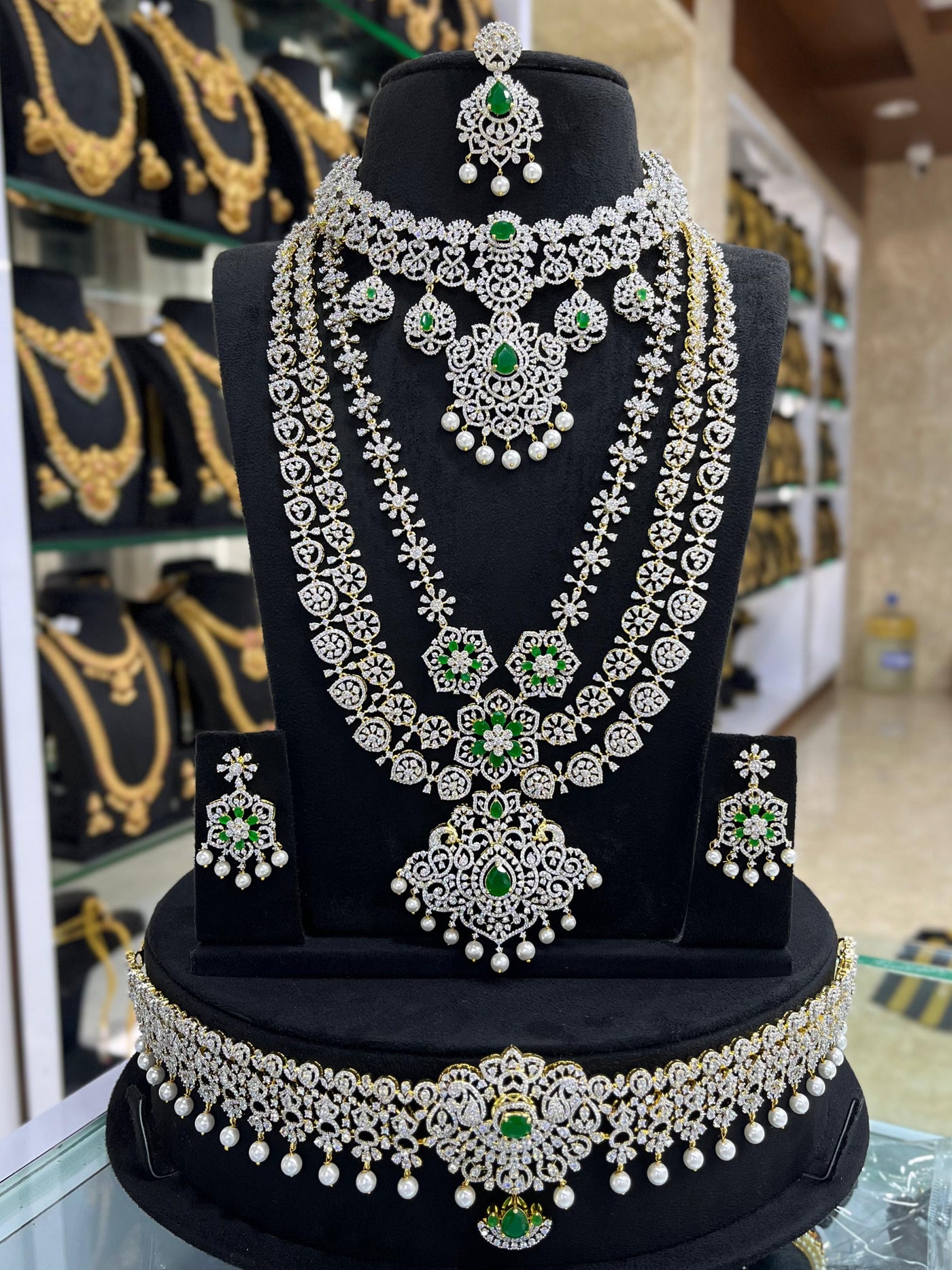 American Diamond Stones Bridal Combo Set