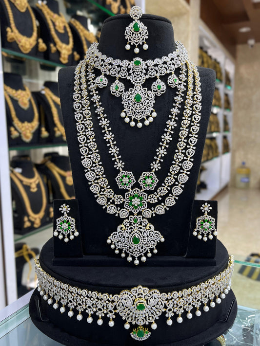 American Diamond Stones Bridal Combo Set