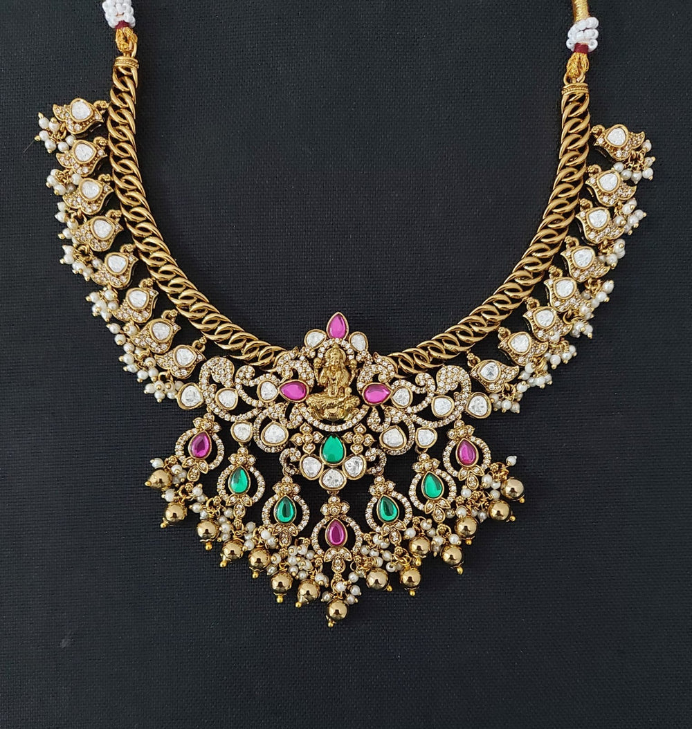 Victorian Polish with AD and Mossianite Stone Necklace