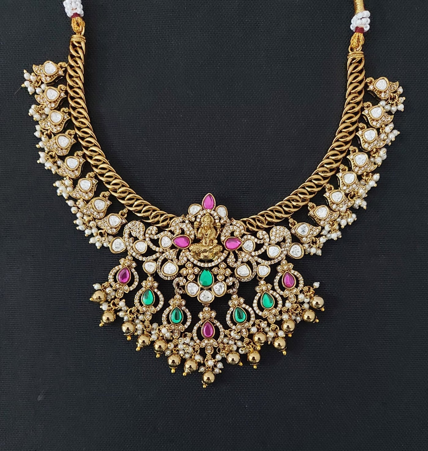 Victorian Polish with AD and Mossianite Stone Necklace