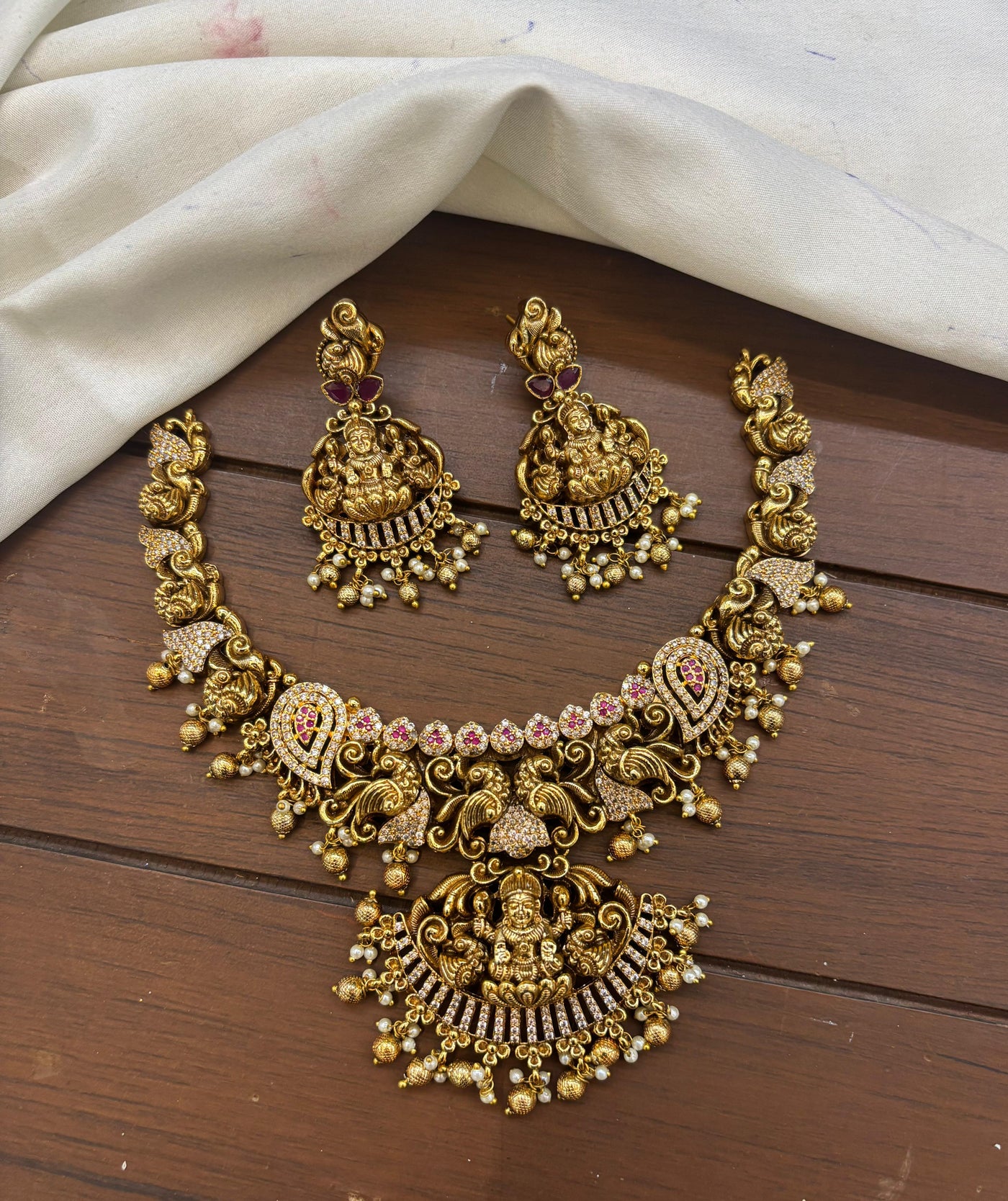 Nakshi Work with AD Stones Bridal Necklace