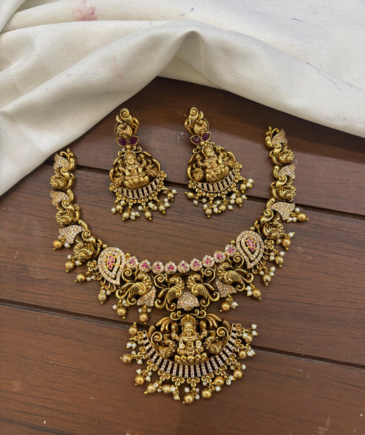 Nakshi Work with AD Stones Bridal Necklace
