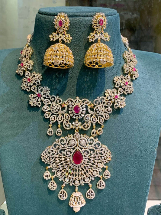 American Diamond Stone Bridal Necklace - Nakshatra Jewels